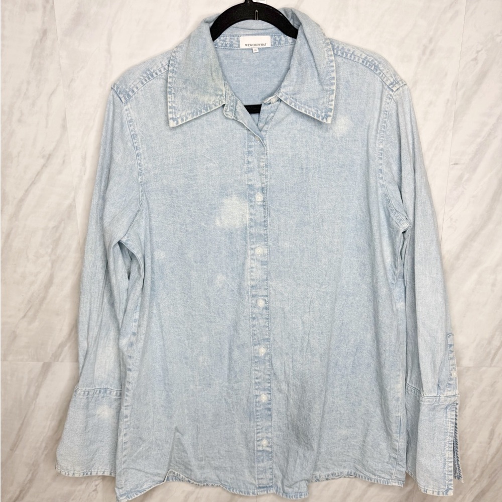 WeWoreWhat Sky Blue Oversized Denim Shirt XS